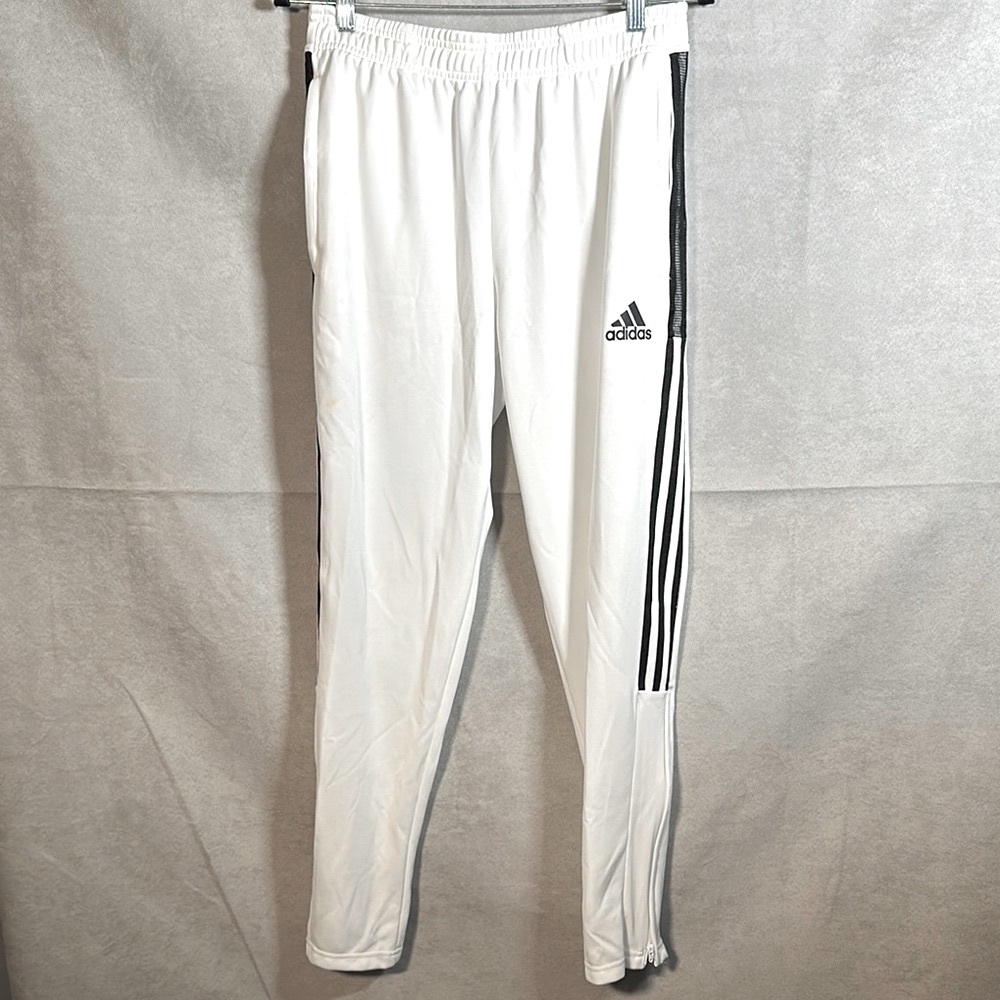 Adidas White Track Pants with Black Stripes